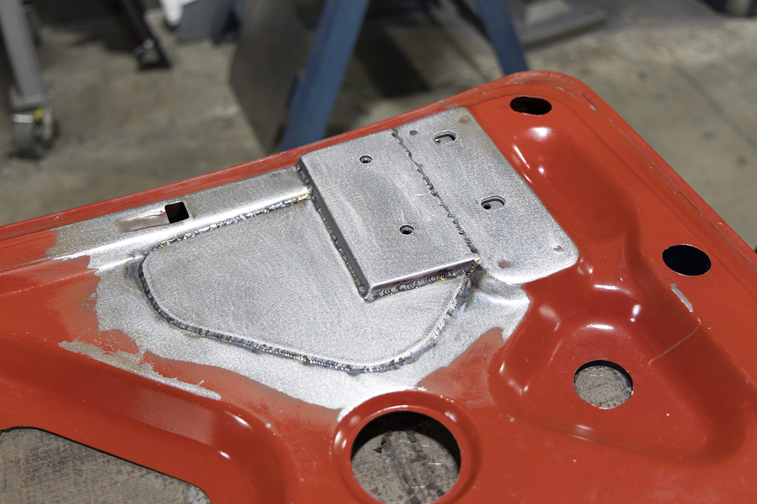 14 Completed reinforcement plate welded onto a 1962 Chevy Impala trunk lid