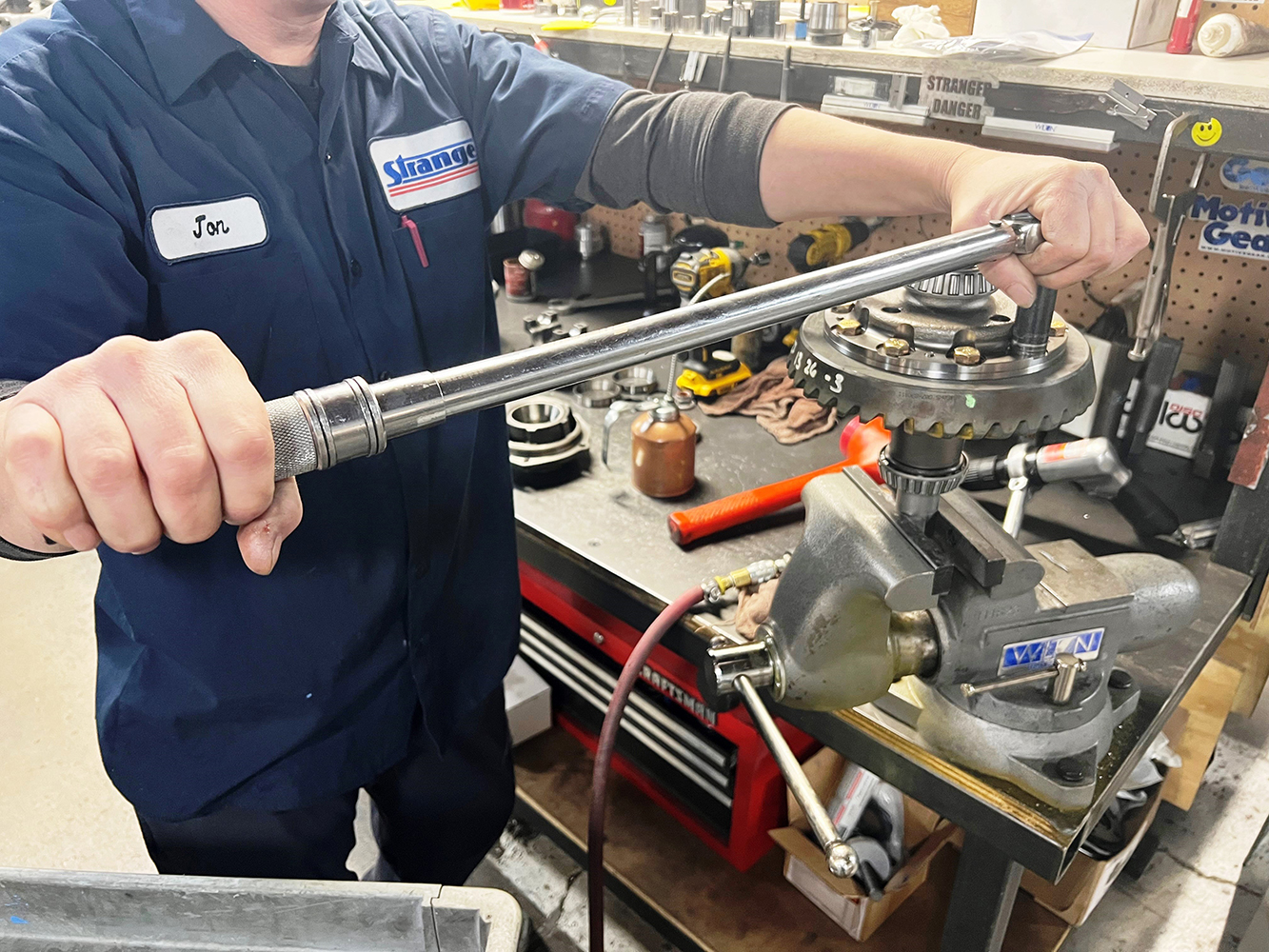15 Torquing the ring gear bolts onto the differential carrier for a high performance rear end