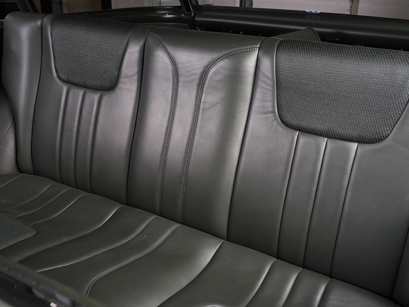 20 1957 Pontiac Safari wagon interior rear seating green leather factory inspired hot rod restoration