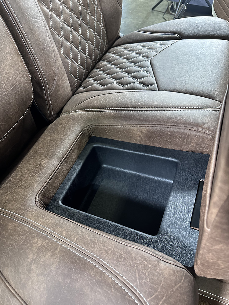 22 Center console storage compartment revealed with hidden compartment