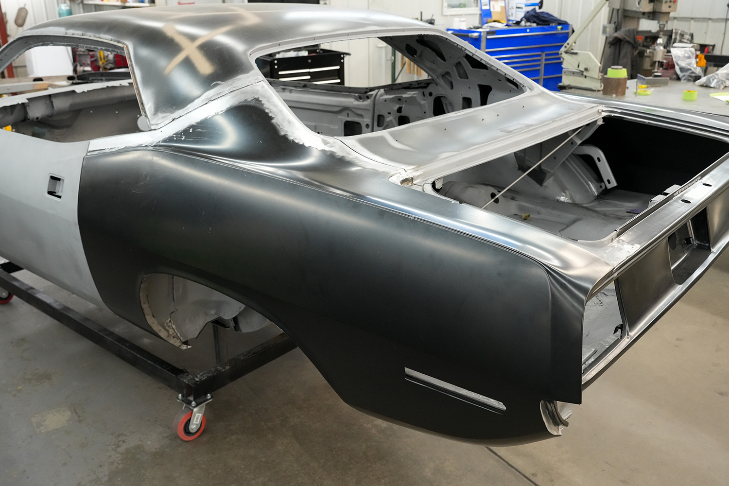 22 Quarter panel replacement finished restoring factory body lines