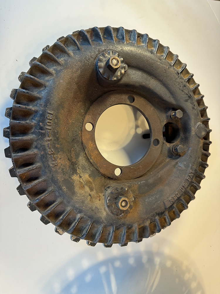 24 Rusty vintage finned brake drum with cooling vents