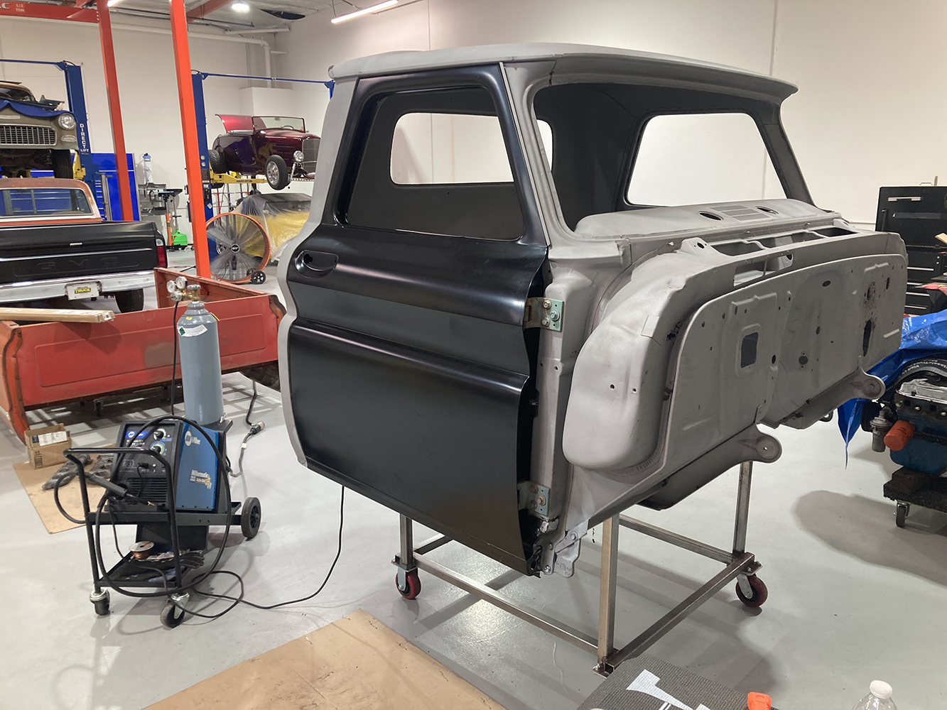 34 Restored cab assembly with doors test fitted for proper alignment