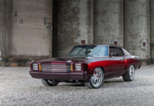 001 1972 Monte Carlo custom pro touring burgundy mesh grille LED headlights