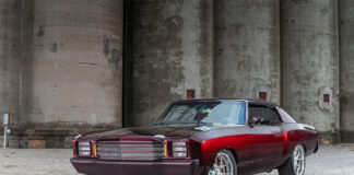 001 1972 Monte Carlo custom pro touring burgundy mesh grille LED headlights