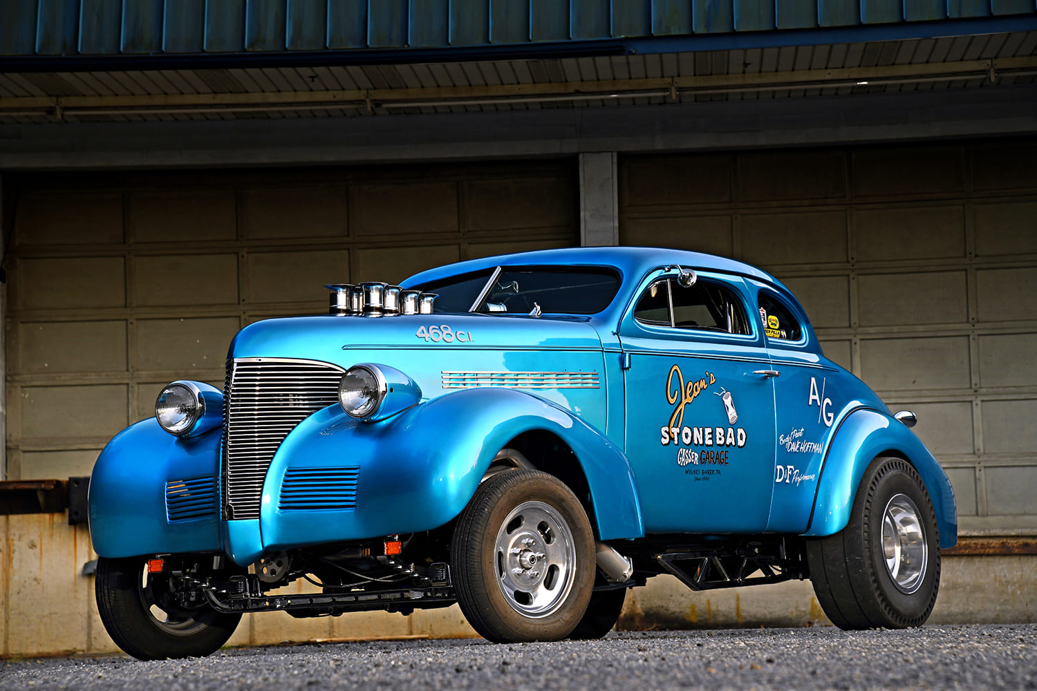 003 1939 Chevy Gasser with a 468ci big block engine and polished velocity stacks
