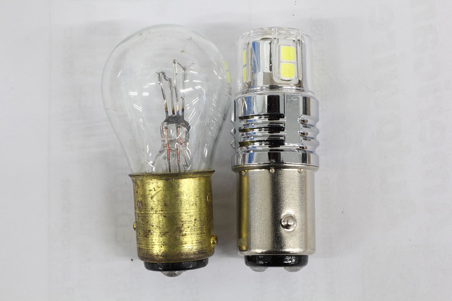 005 Comparison of traditional incandescent bulb versus modern LED upgrade for classic vehicles