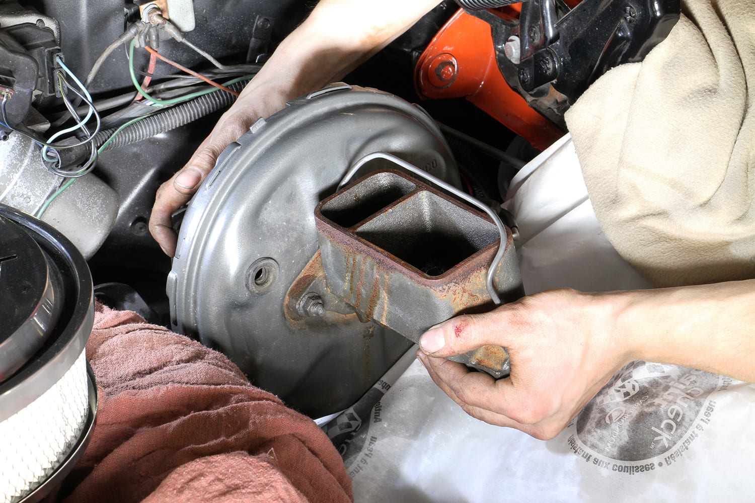 008 Removing the old brake booster from the firewall