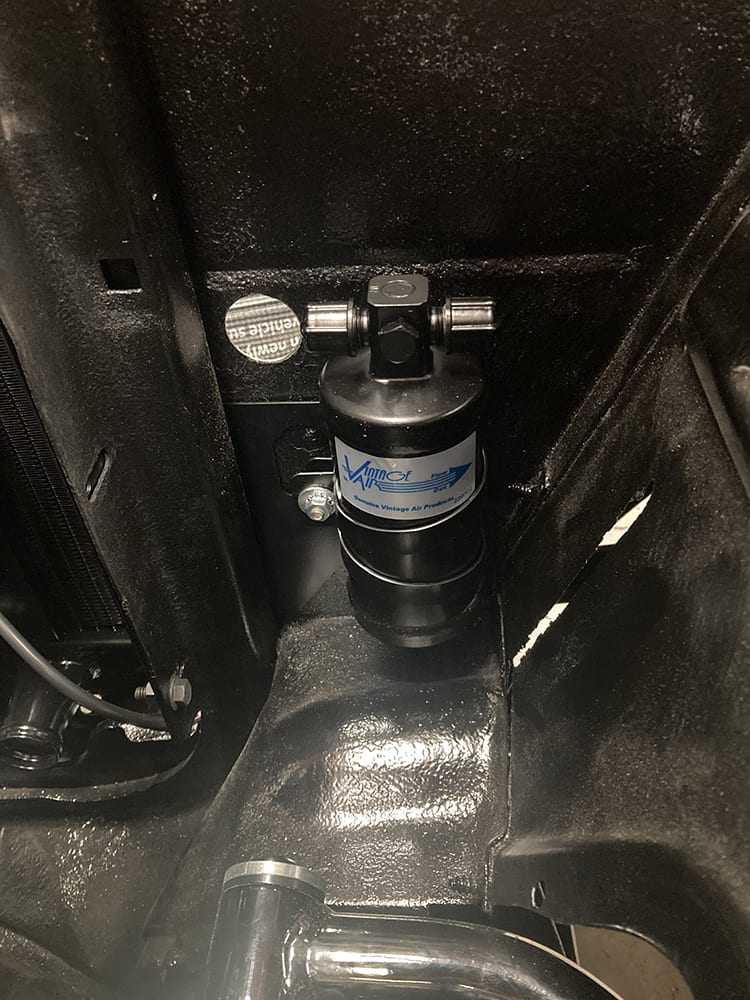 008 Vintage Air dryer mounted in the engine compartment