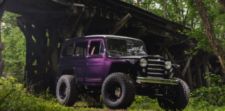 01 1950 Willys Jeep custom build lifted suspension metallic purple paint