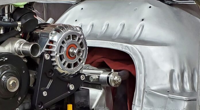 01 1969 Camaro engine bay billet accessory drive setup alternator mount