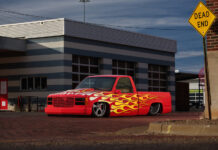 01 1996 OBS Chevy rocking retro flames and ultra deep dish staggered wheels