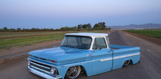 02 1965 Chevy C10 custom truck laid out on billet wheels with air suspension
