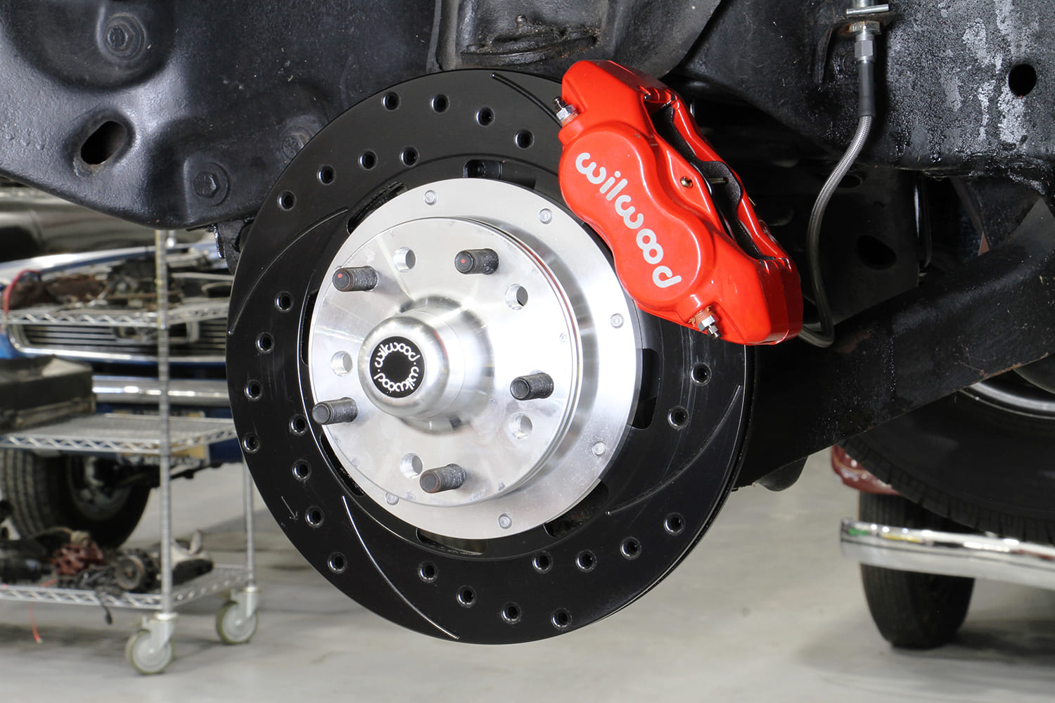 021 Wilwood big brake kit with slotted and drilled rotors installed