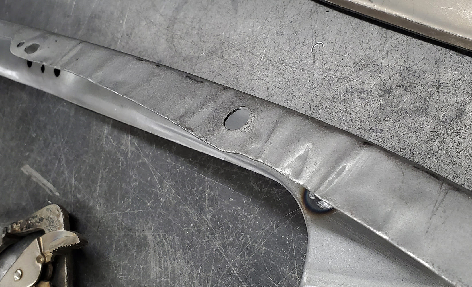 03 1969 Camaro custom metal fab inner structure spot weld detail