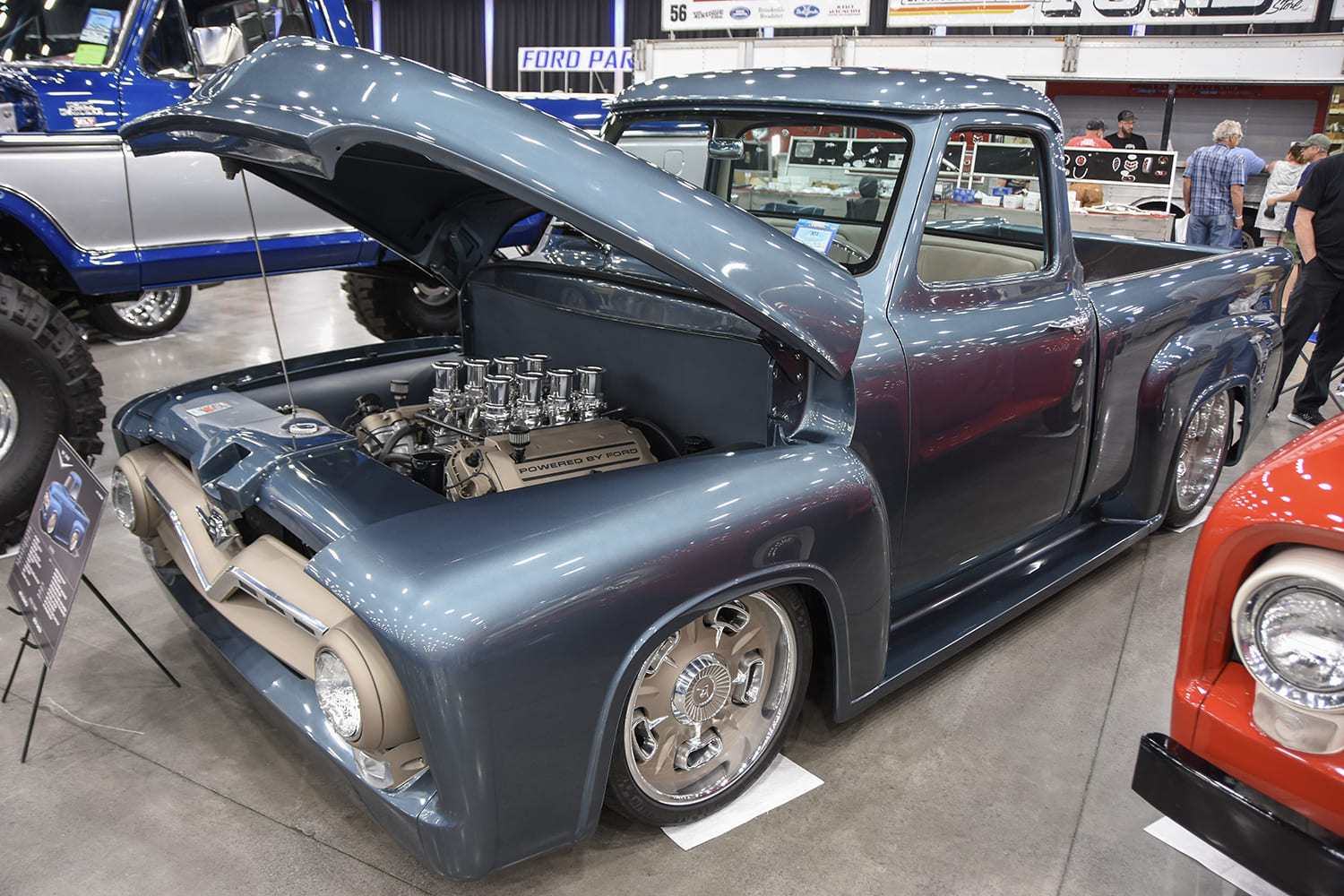 04 1961 ford f100 show truck gray custom paint twin screw supercharged motor shaved bay