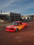 04 1996 Chevrolet C1500 with tan interior and hot rod flame licks covering hood and fenders