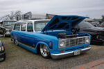 06 1972 International Travelall dropped on polished wheels with a custom blue and white paint job