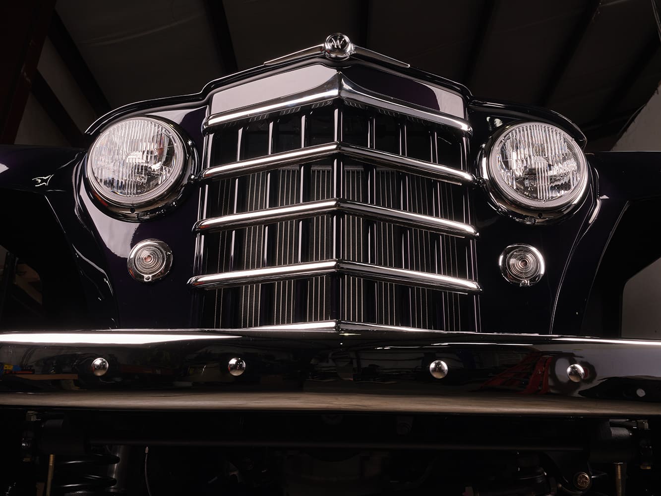 07 1950 Willys Jeep front grille chrome restoration dual headlights