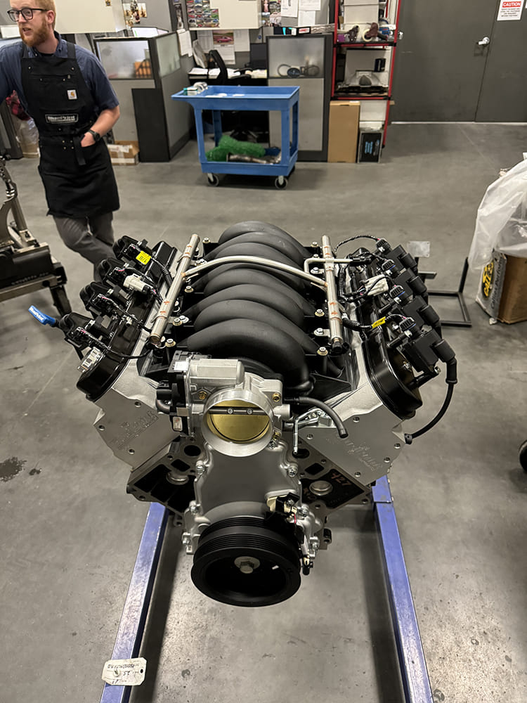 08 Top down angle of intake showing cathedral port high rise intake and dual fuel rails on the LS platform