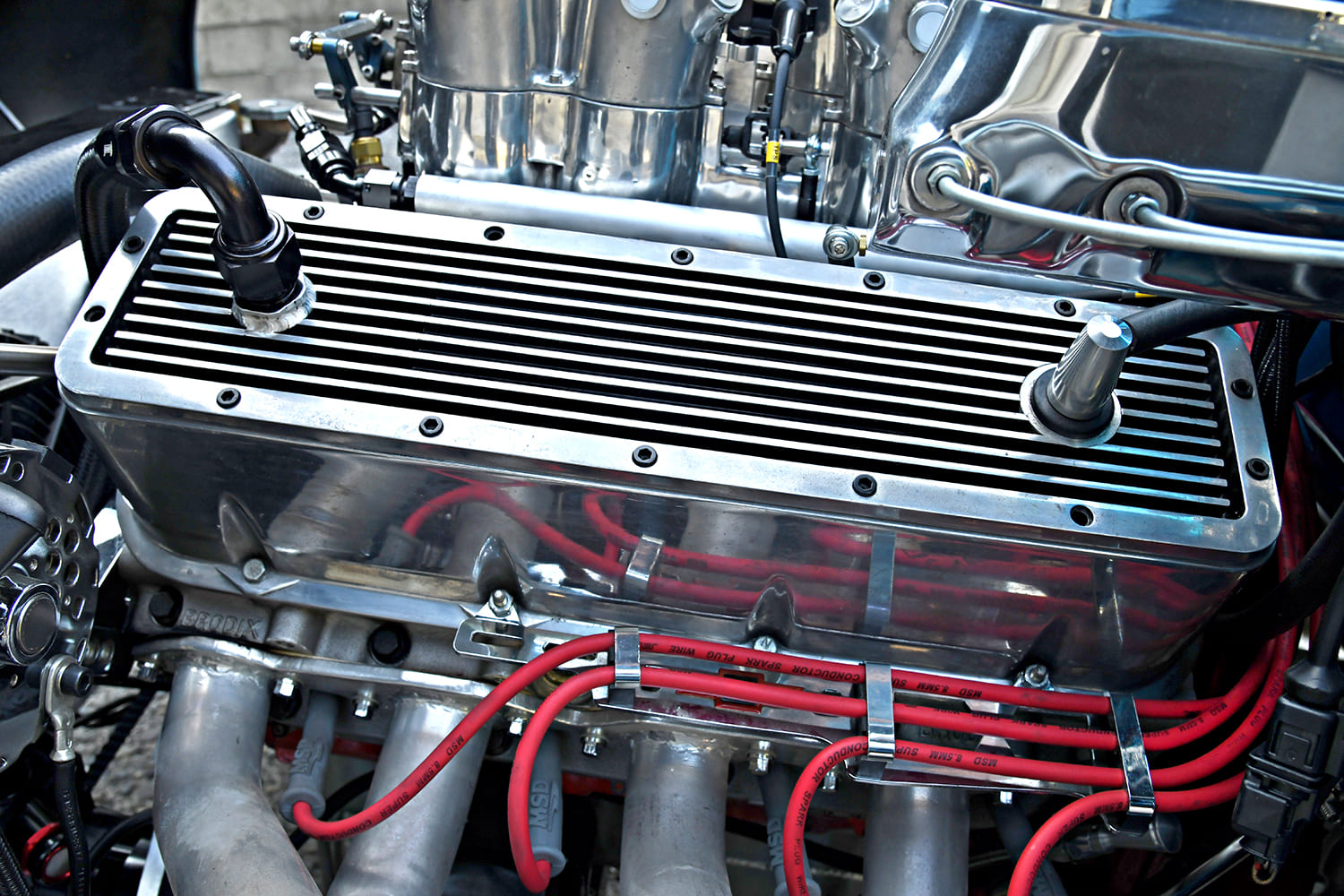 10 1939 Chevrolet Gasser stack injection system with custom valve covers