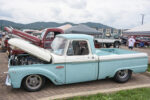 10 1955 ford f100 custom classic blue metallic tan engine bay indy injection setup