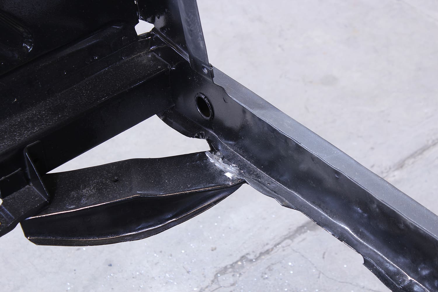 10 Air grinder used to split frame to apron seam on Ford Mustang front end