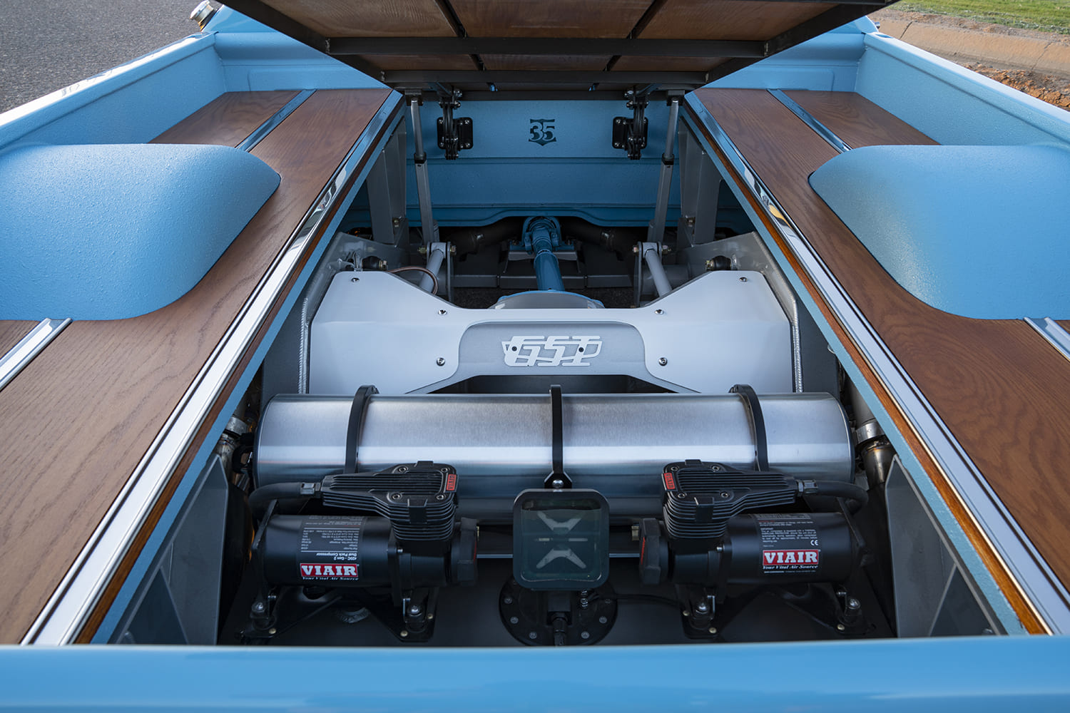 14 1965 C10 custom air ride setup with VIAIR compressors and GSI rear suspension