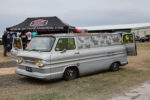 16 1963 Chevrolet Corvair Greenbrier van in satin silver with custom Nos backdrop and patina roof