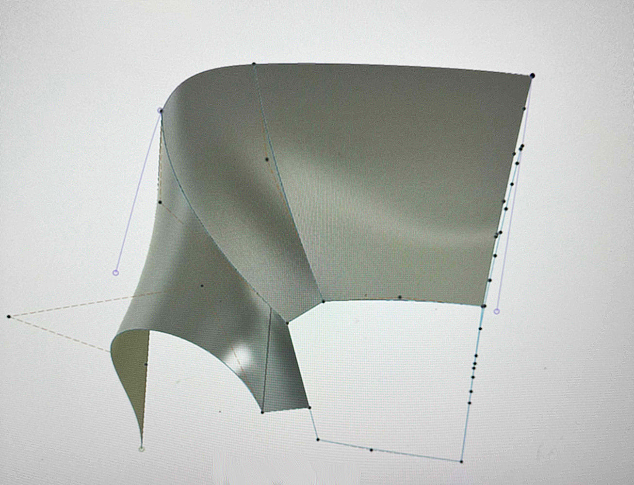 19 CAD curvature mapping for new cowl transition panel in 3D modeling environment