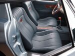 20 1963 Corvette leather bucket seats custom upholstery wood inserts restomod design silver blue interior