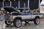 20 1979 ford f150 two tone blue and white lifted chrome wheels restored lariat trim