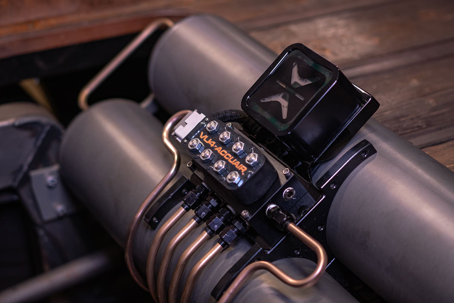 23 Overhead angle of VU4 install with symmetrical copper lines on a clean crossmember