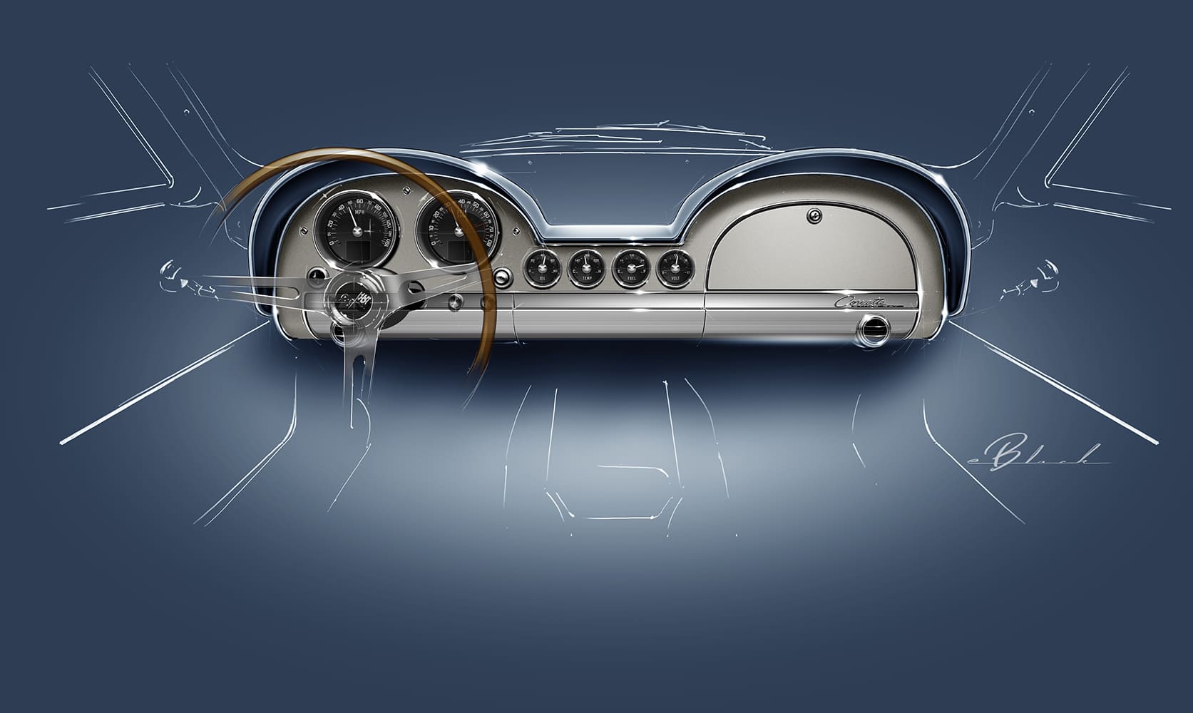 26 1963 Corvette Custom Gauge render concept