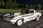 002 1963 Corvette split window coupe in drag trim wearing period correct sponsor decals and hood scoop