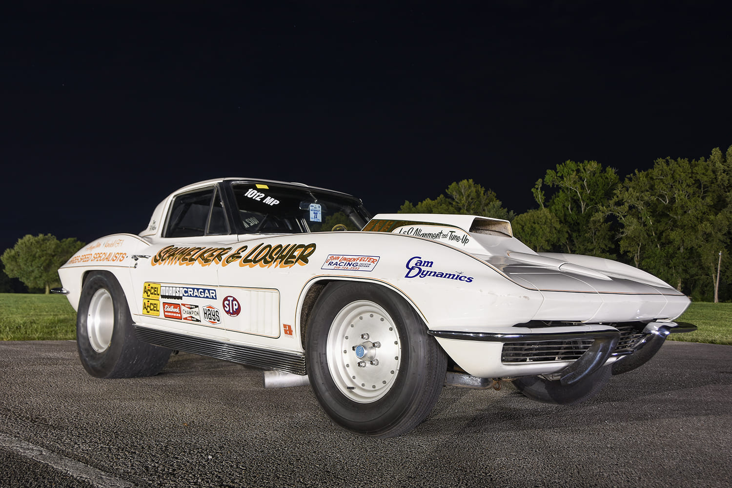 003 Classic 1963 Corvette gasser with Cragar wheels and Accel decals built for NHRA nostalgia class