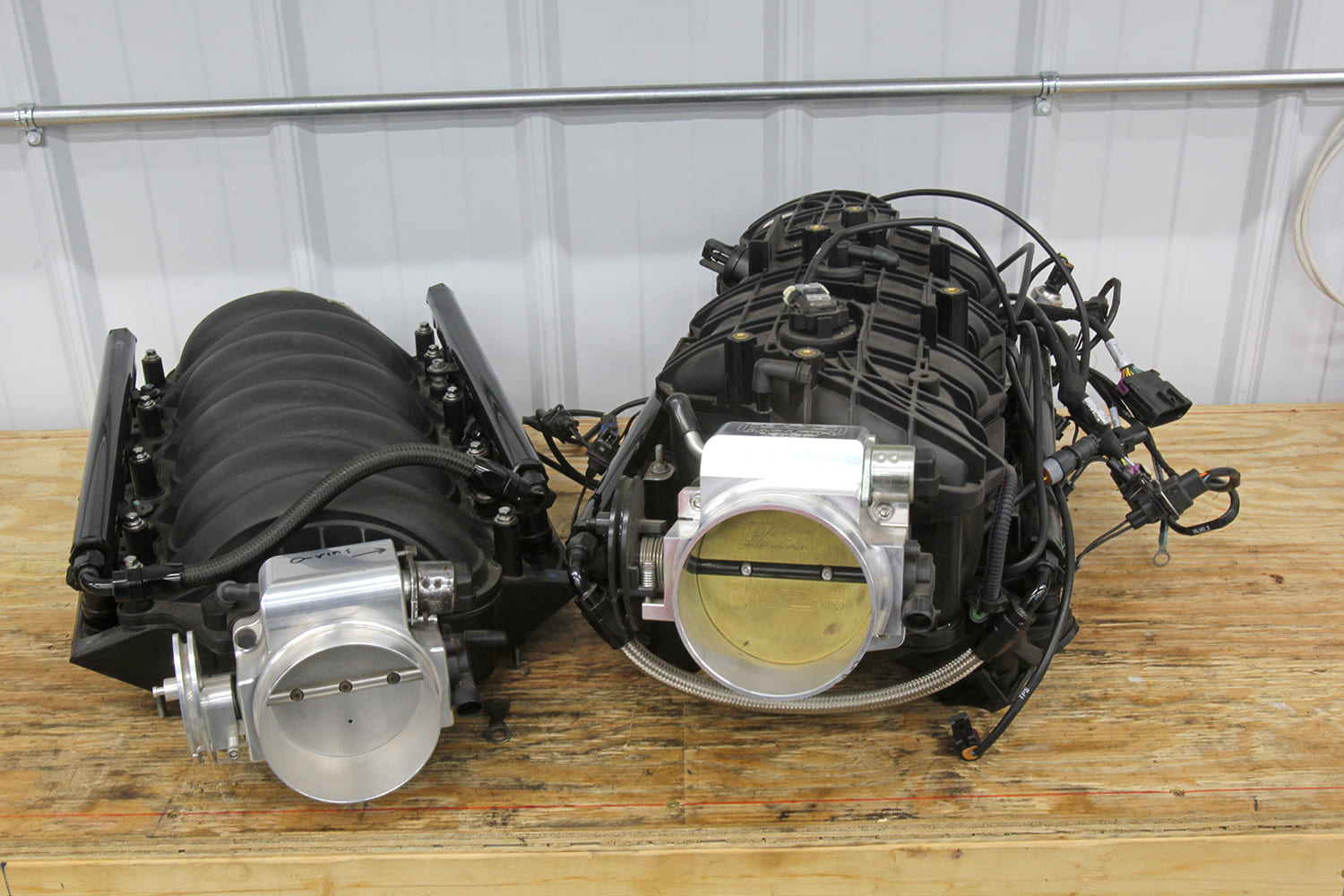 007 Comparison of LS1 and LS3 intake manifolds with throttle bodies showing upgrade potential for 1997 2013 builds