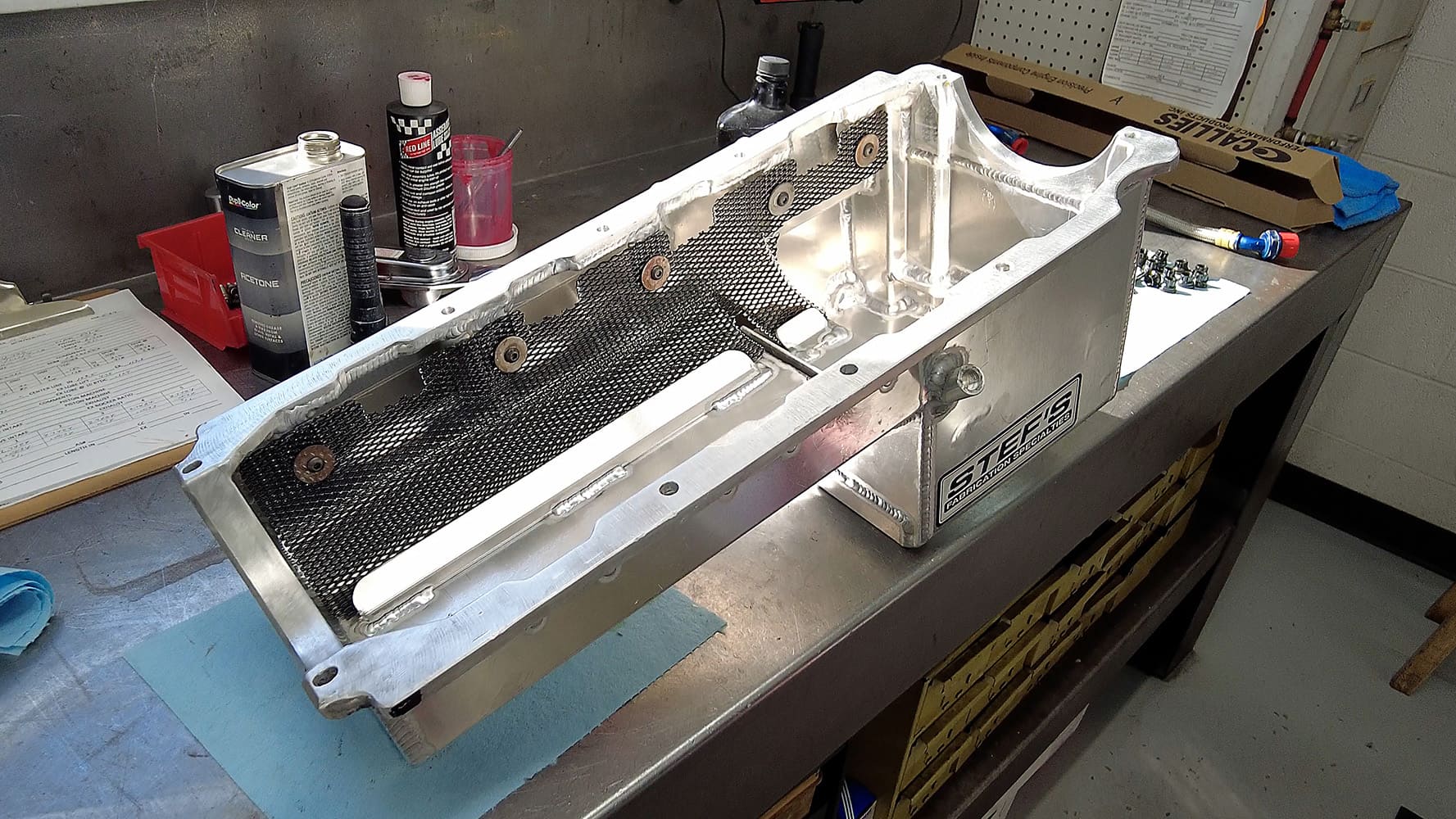 007 Stef’s custom aluminum oil pan baffled high performance Chevy big block lubrication system