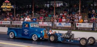 01 1937 chevy pickup pushing 1960 dragmaster