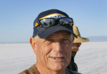 01 1960 George Poteet portrait salt flats motorsport hat sunglasses brown tee vintage style