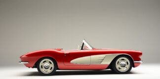 01 1962 Corvette custom in Roman Red with coves in silver and smoothed bodywork profile