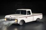 01 1966 Ford F 100 Custom Cab lowered white red stripe billet wheels