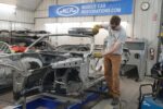 Restoring a 1971 Challenger Convertible A-Pillar 01 muscle car restorations technician prepping 1971 challenger pillar for replacement