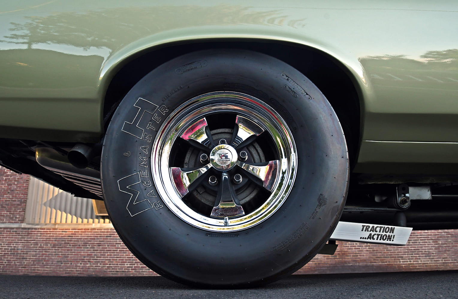 013 1969 Nova chrome wheel M&H Racemaster slick Traction Action bar
