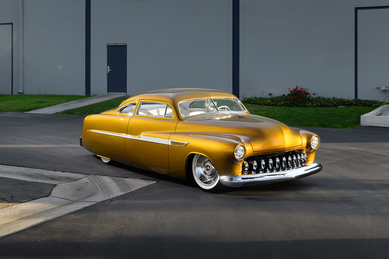 03 1951 Mercury Custom with nosed hood and Frenched headlights for a smooth lead sled look