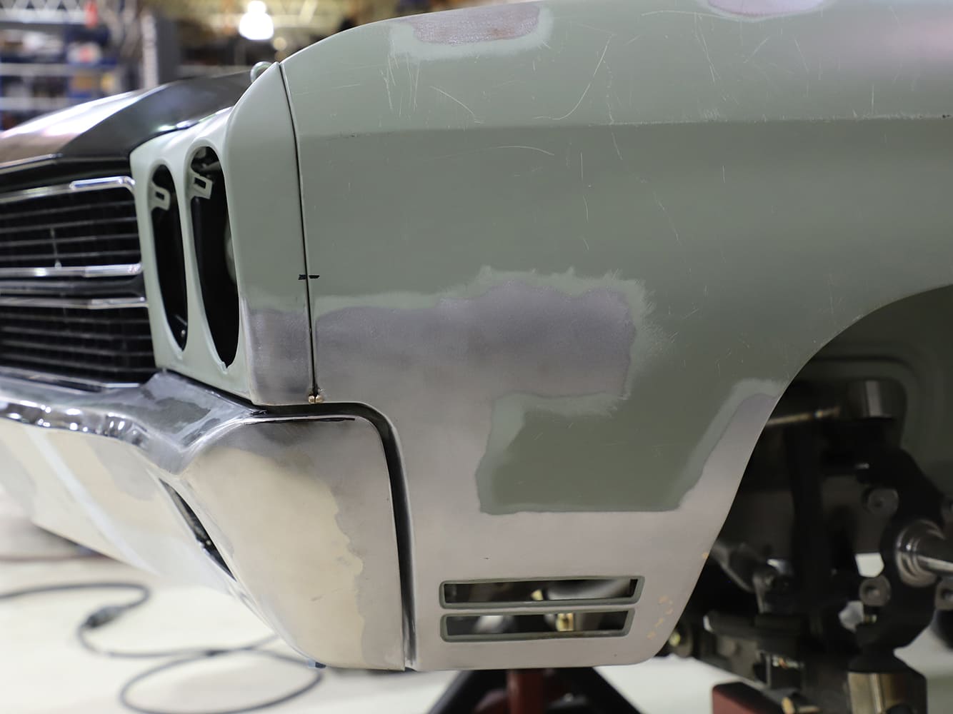 04 1970 Chevelle fender and bumper metal finished for panel alignment and gap