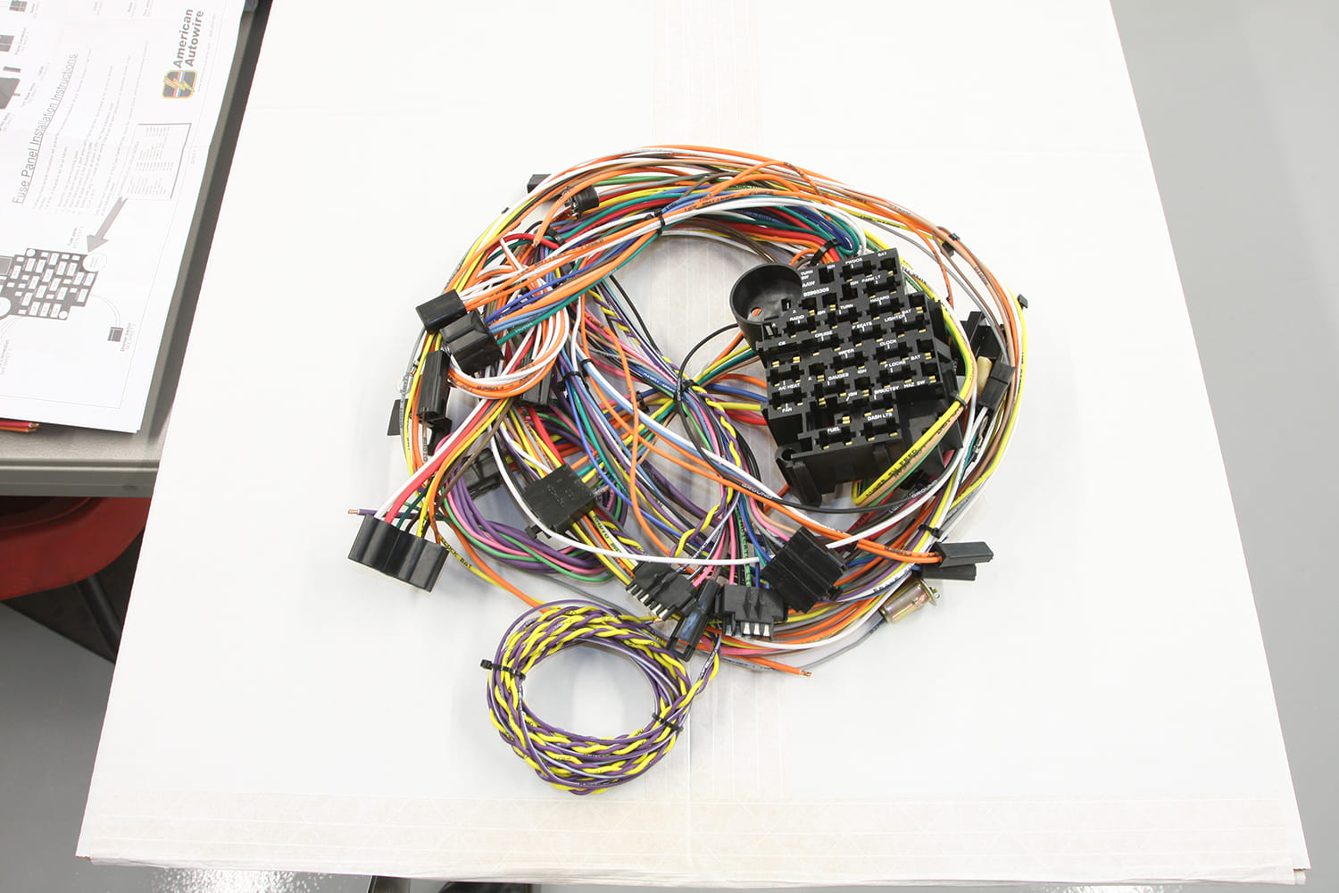 04 Pre assembled wiring harness bundle with fuse box ready for routing in a classic vehicle