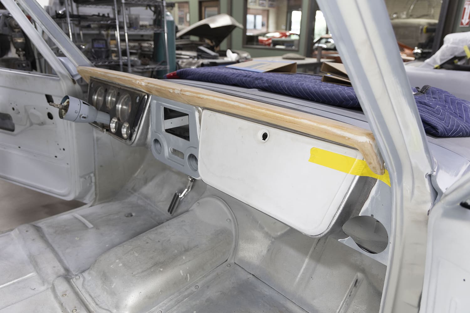 05 1967 72 c10 dash primer fit check with wood filler pad