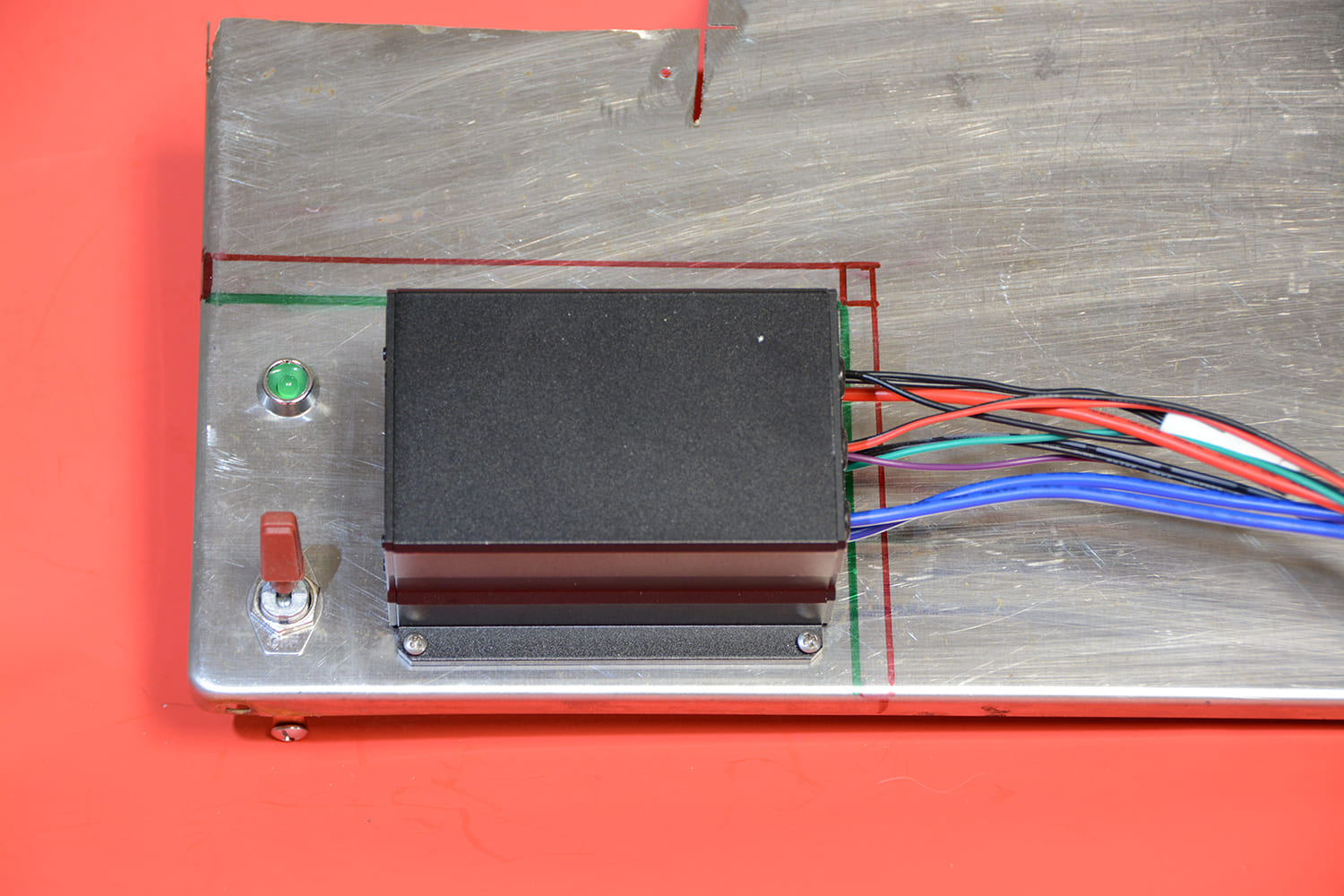 06 Fan controller mock mounted on aluminum panel with color coded wires routed for clean installation