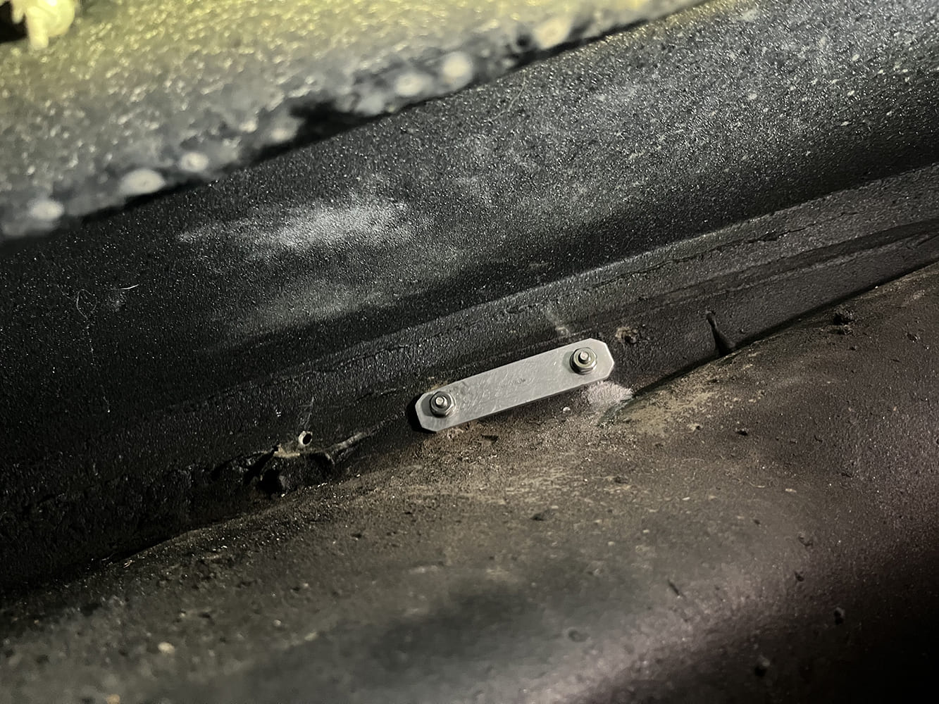 10 Installed mounting bracket inside classic truck’s firewall for securing fan controller hardware